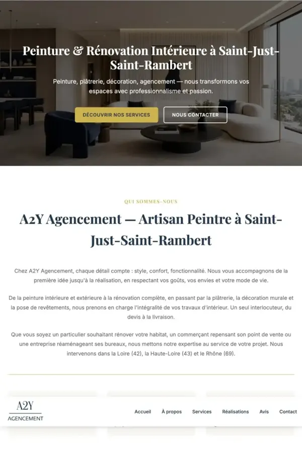 A2Y Aménagement, section 1 du site