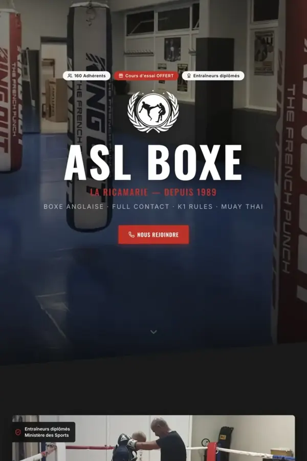 ASL Boxe, section 1 du site