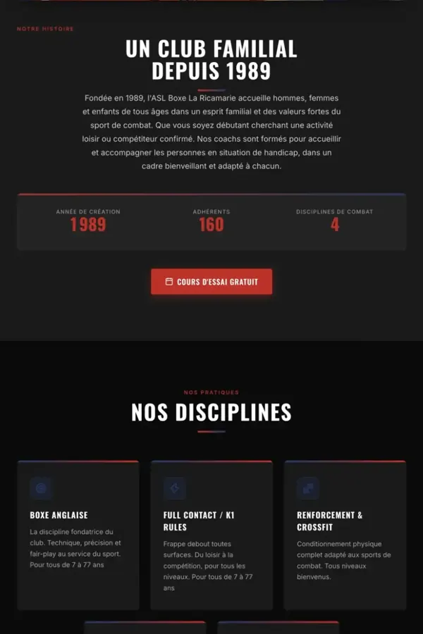 ASL Boxe, section 2 du site