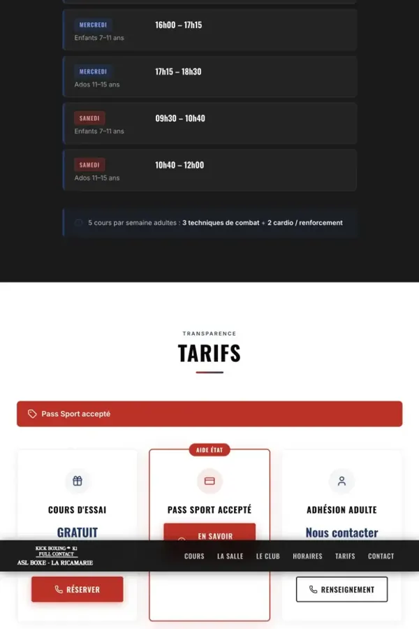 ASL Boxe, section 5 du site
