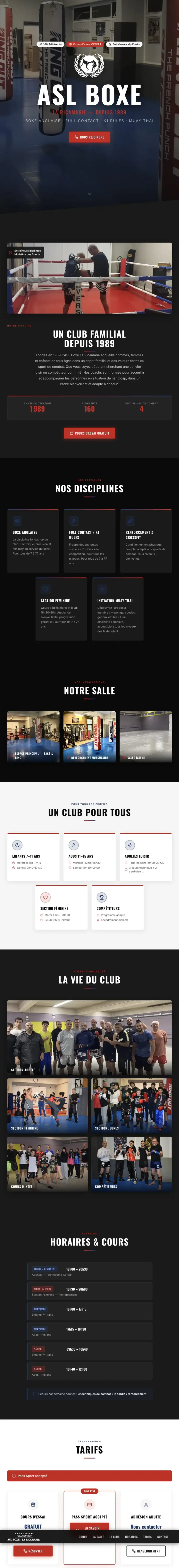 Aperçu du site ASL Boxe