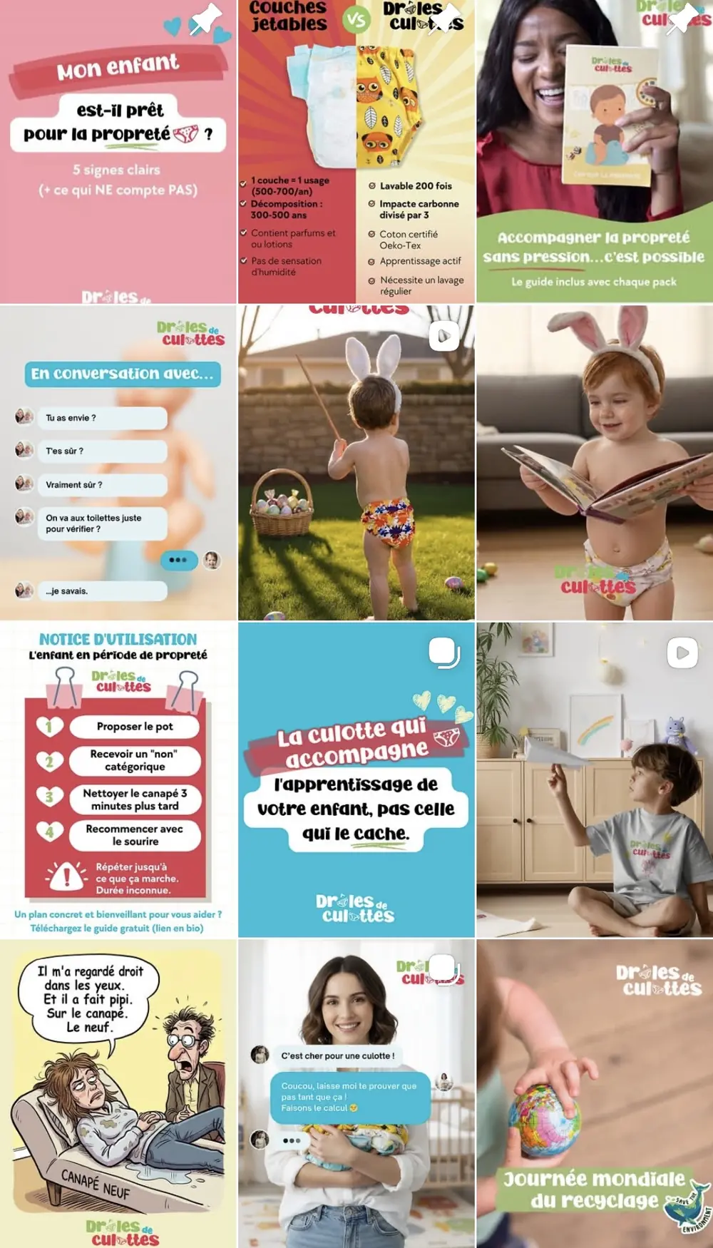 Feed Instagram Drôles de Culottes, ligne éditoriale