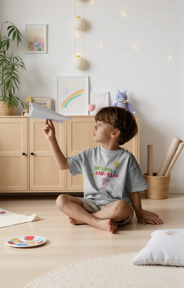 Enfant portant un t-shirt Drôles de Culottes