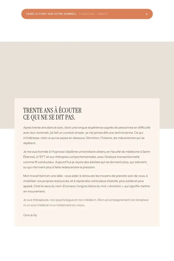 Emovere, section 2 du site