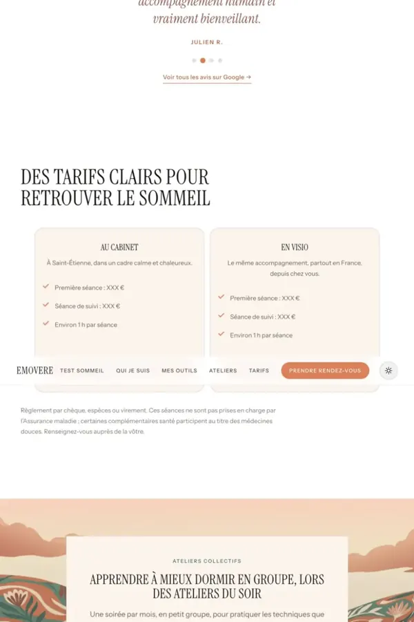 Emovere, section 5 du site