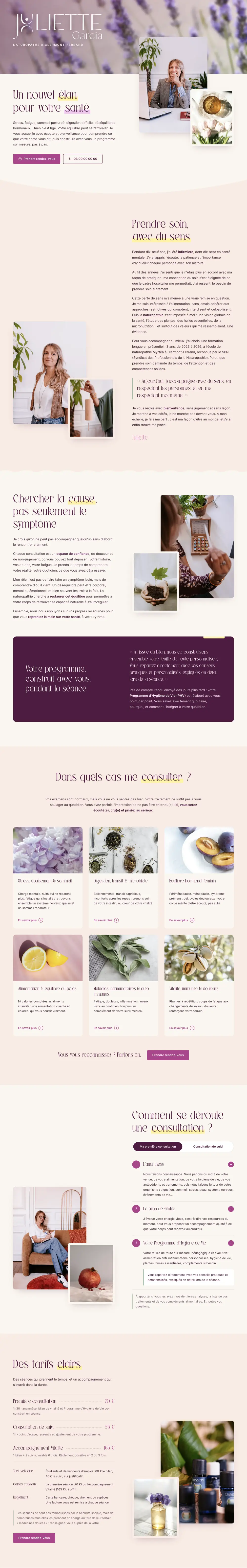 Site internet et logo de Juliette Garcia, naturopathe à Clermont-Ferrand