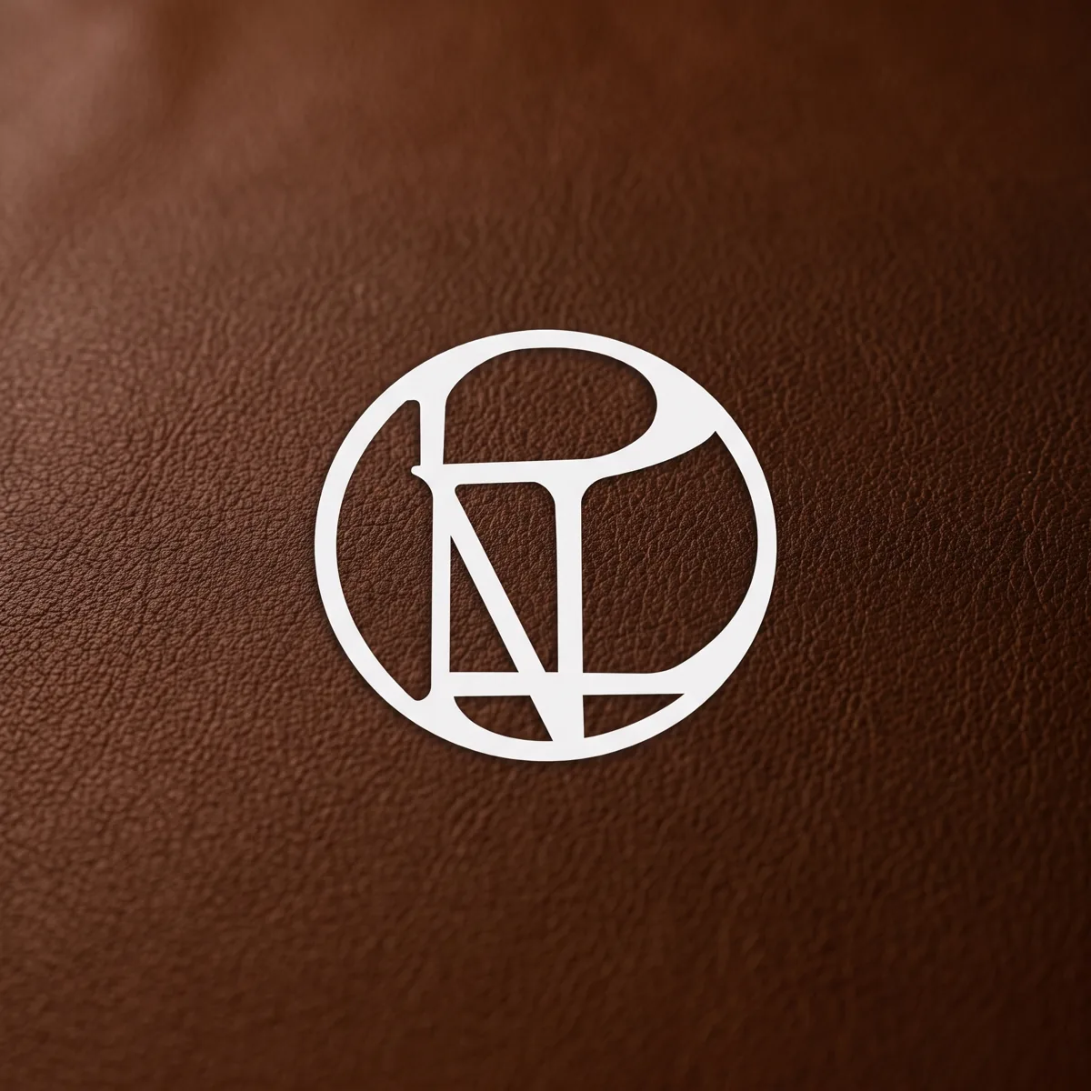 Monogramme Lopini blanc sur cuir cognac