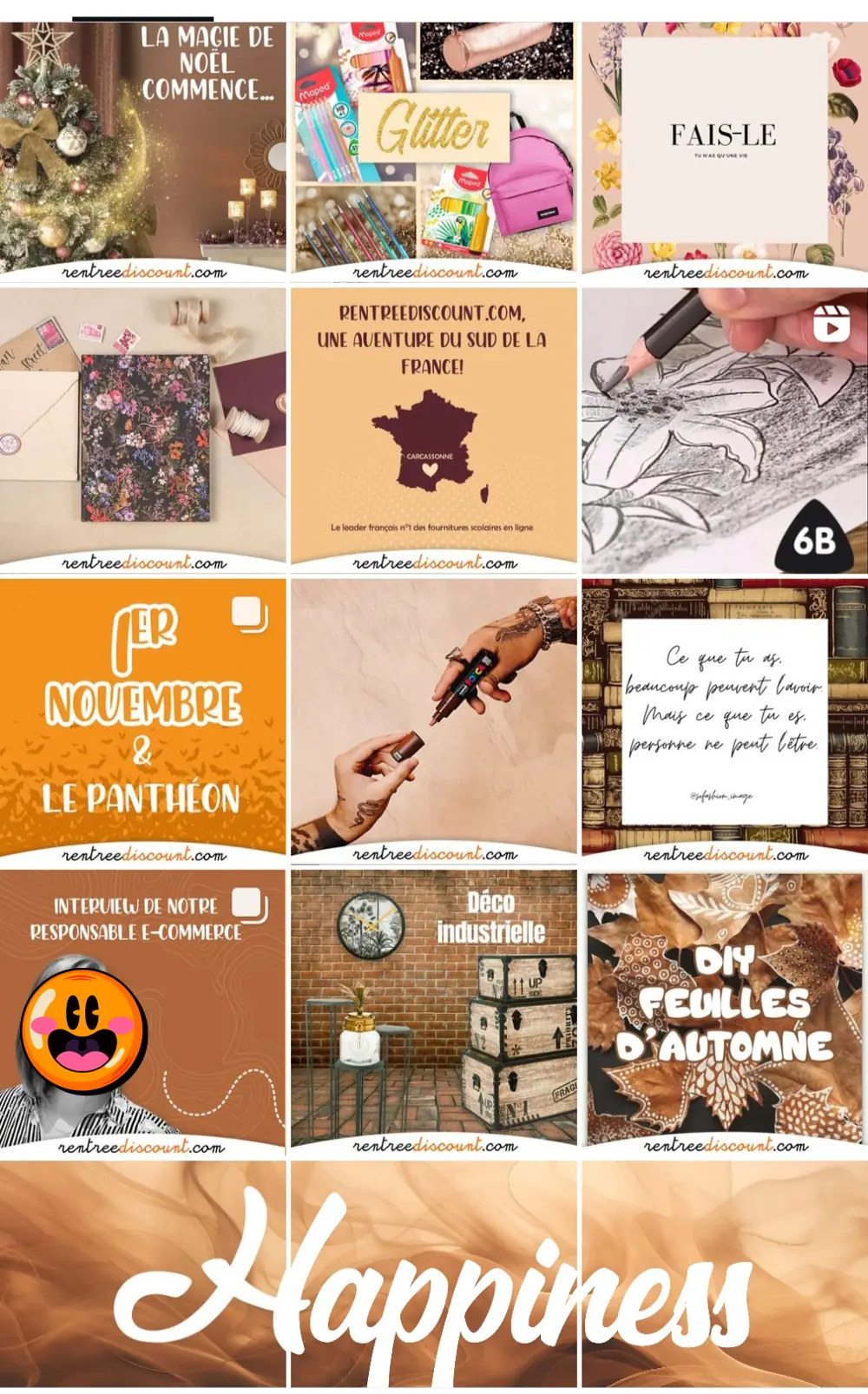 Feed Instagram Rentreediscount, période d'automne