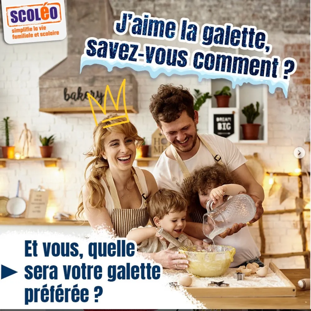 Post Instagram Scoleo pour l'Épiphanie, recettes de galettes