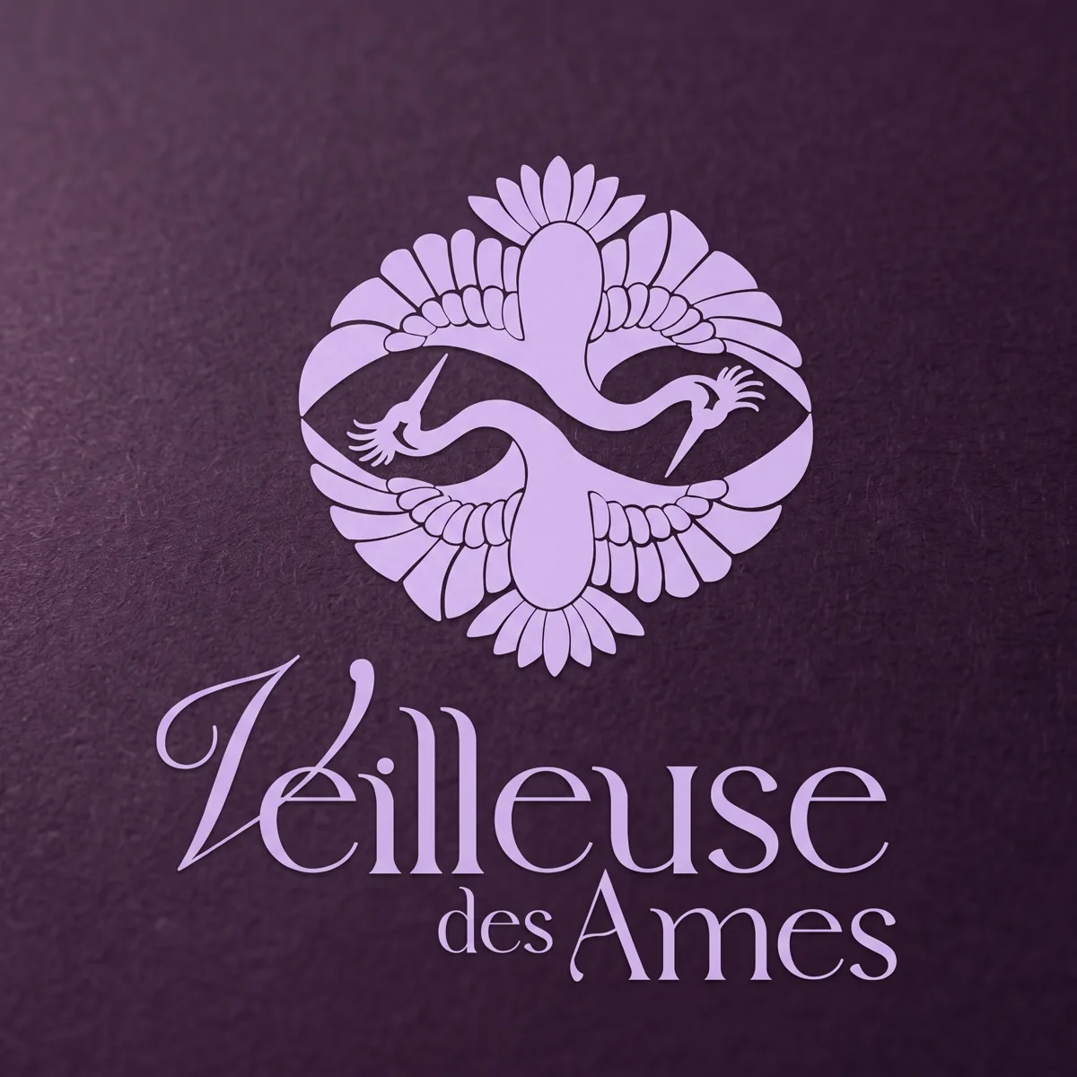 Logo Veilleuse des Âmes en lavande sur fond violet